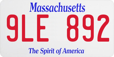 MA license plate 9LE892