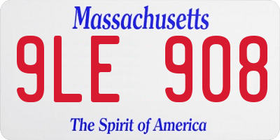 MA license plate 9LE908
