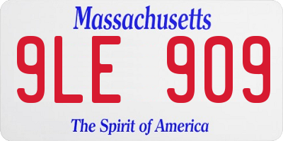 MA license plate 9LE909