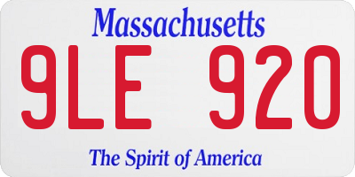 MA license plate 9LE920