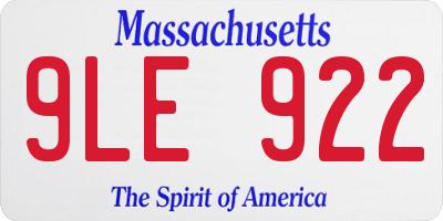 MA license plate 9LE922