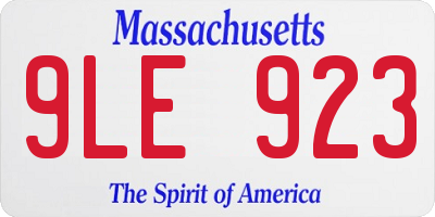 MA license plate 9LE923