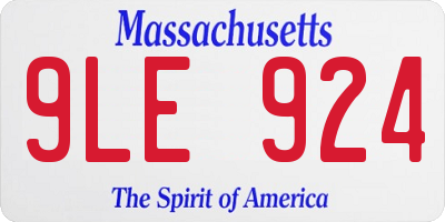 MA license plate 9LE924