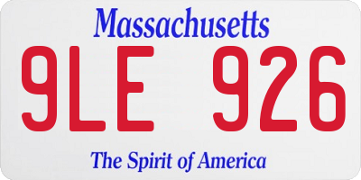 MA license plate 9LE926