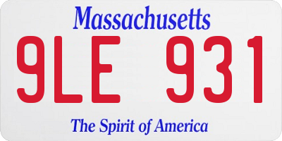 MA license plate 9LE931