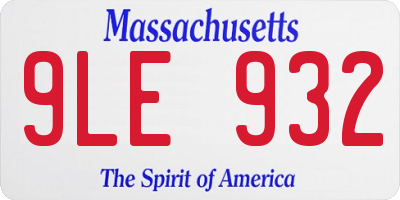 MA license plate 9LE932
