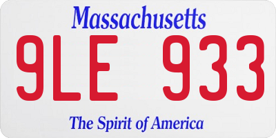 MA license plate 9LE933