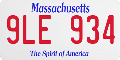 MA license plate 9LE934