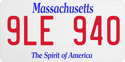 MA license plate 9LE940