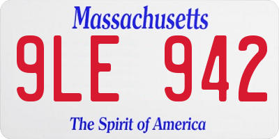 MA license plate 9LE942