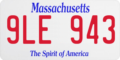 MA license plate 9LE943