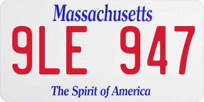MA license plate 9LE947