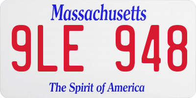 MA license plate 9LE948