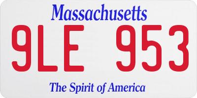 MA license plate 9LE953