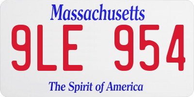 MA license plate 9LE954