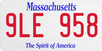 MA license plate 9LE958