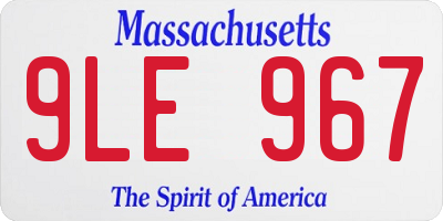 MA license plate 9LE967