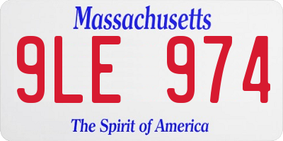 MA license plate 9LE974