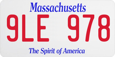 MA license plate 9LE978