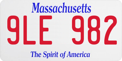MA license plate 9LE982