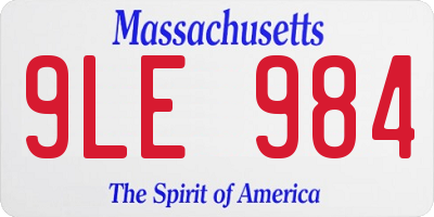 MA license plate 9LE984