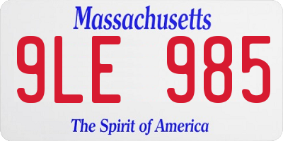 MA license plate 9LE985