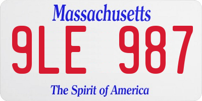 MA license plate 9LE987