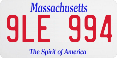 MA license plate 9LE994