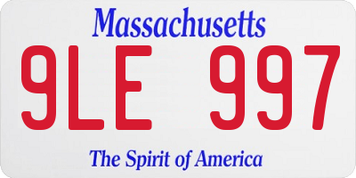 MA license plate 9LE997