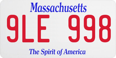 MA license plate 9LE998
