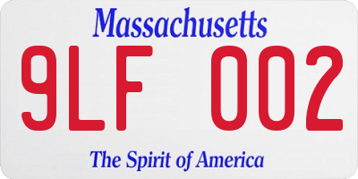 MA license plate 9LF002