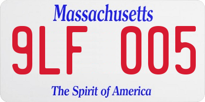 MA license plate 9LF005