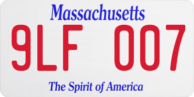 MA license plate 9LF007