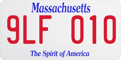 MA license plate 9LF010