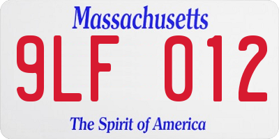 MA license plate 9LF012