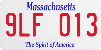 MA license plate 9LF013