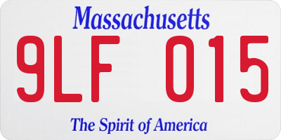 MA license plate 9LF015