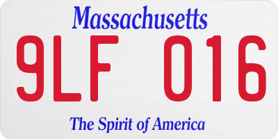 MA license plate 9LF016