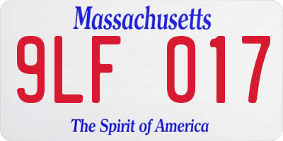 MA license plate 9LF017