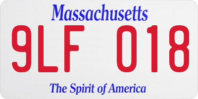 MA license plate 9LF018