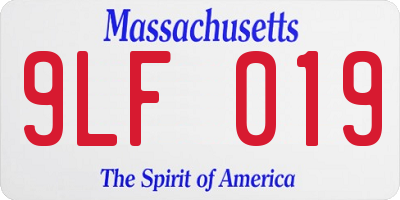 MA license plate 9LF019
