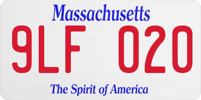 MA license plate 9LF020