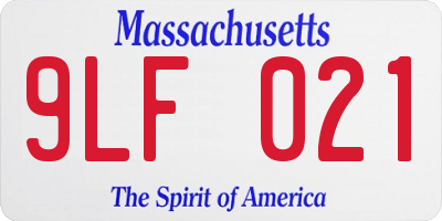 MA license plate 9LF021