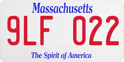 MA license plate 9LF022