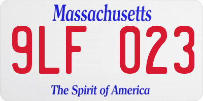 MA license plate 9LF023