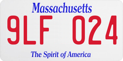 MA license plate 9LF024
