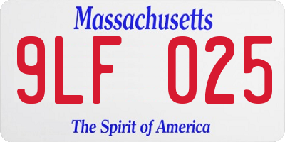 MA license plate 9LF025
