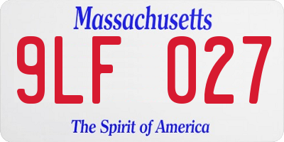 MA license plate 9LF027