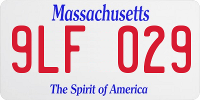 MA license plate 9LF029