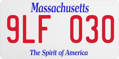 MA license plate 9LF030
